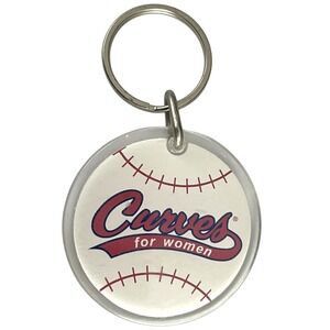Curves for Women Baseball Keychain Round Acrylic Retro